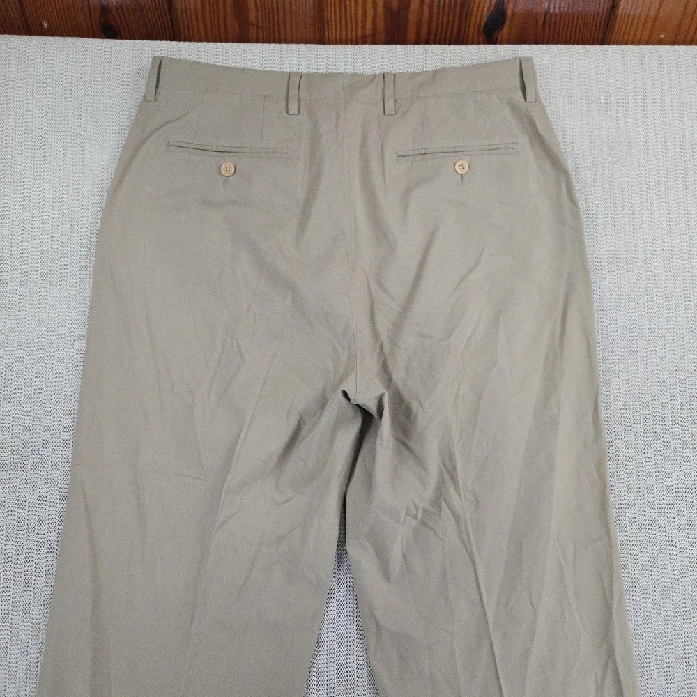 Nautica Pants‎ Mens 34x32 Beige Rigger Classic Fit Pleated Stretch Chino Casual